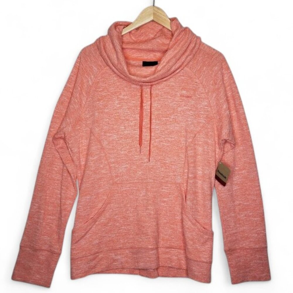 NWT Reebok Drawstring Cowl Neck‎ Sweater Women's Pullover Heather Peach Fall XXL